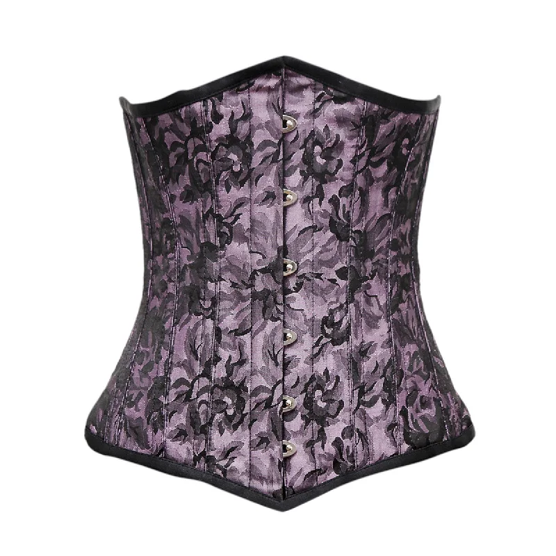 Waist - training corsets for long - term figure shapingPhyllis Lilac Black Brocade Underbust Corset