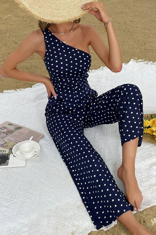 Sexy Lingerie for Women with Stockings Polka Dot One-Shoulder Jumpsuit