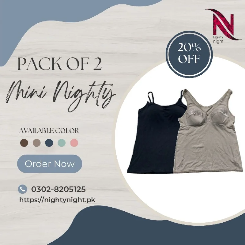 Fringe - trimmed sexy dresses for a 1920s - inspired lookPack Of 2 Imported Stocklot Branded Short Mini Nightdress