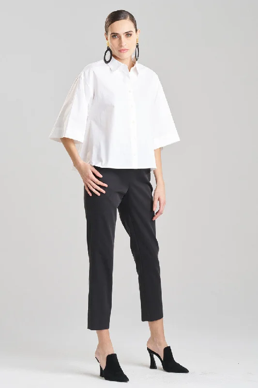 Women's Satin Sleepwear Lingerie Cotton Poplin Trapeze Shirt