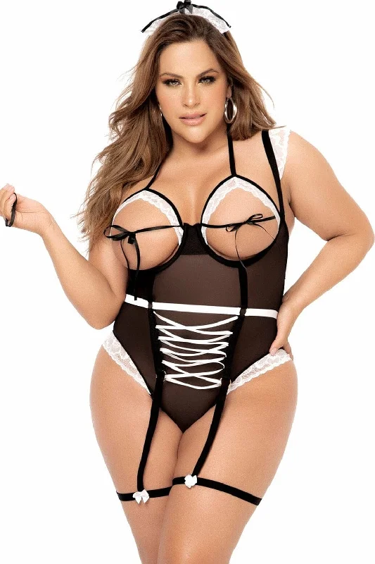 Gothic Cosplay Lingerie Set for WomenPlus Size Sexy French Maid Costume