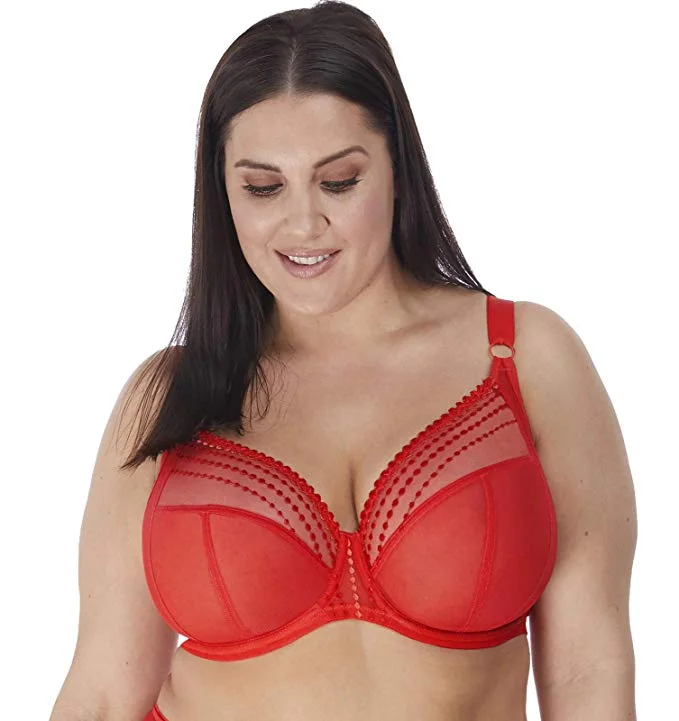 Women's Lingerie with Built-in ShapewearElomi 8900, Matilda Unlined Plunge Underwire Bra (Chili & Storm)