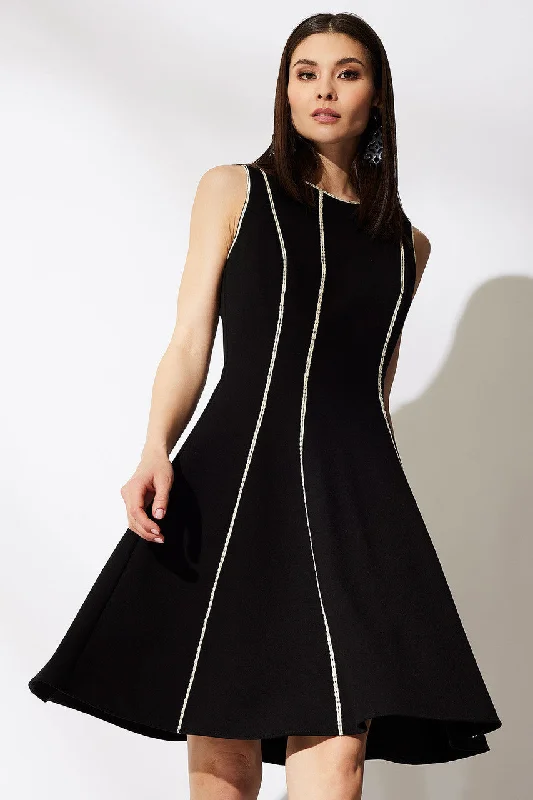Sexy high - low dresses with a daring frontCompact Knit Embroidered Dress