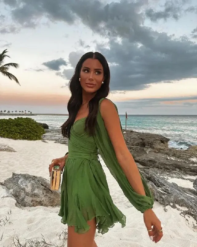 Sexy sheath dresses with a sheer panelHeaven of Green Statement Dress