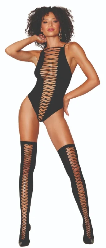 Office - appropriate stockings for workSeamless Crisscross Bodysuit and Stockings Set