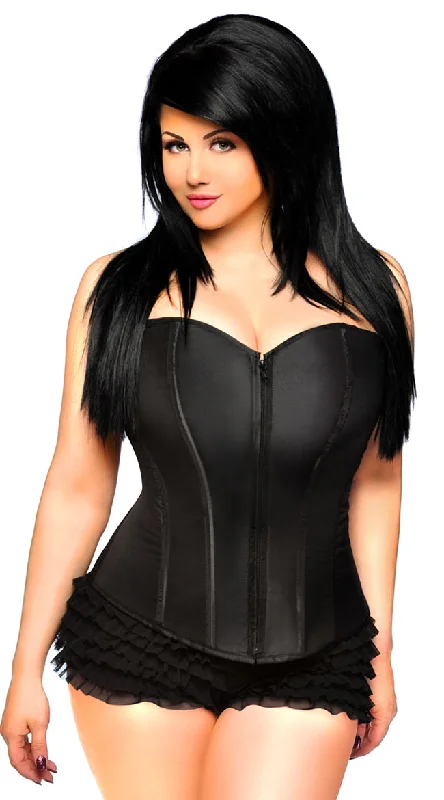 Women's Corset Style Lingerie Plus Size Black Sweetheart Zip Front Corset