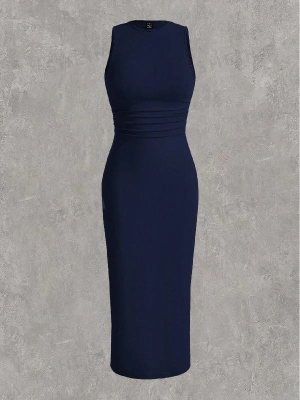 Tie - back sexy dresses for an adjustable fitSHEIN EZwear Women's Plus Size Solid Knit Bodycon Dress