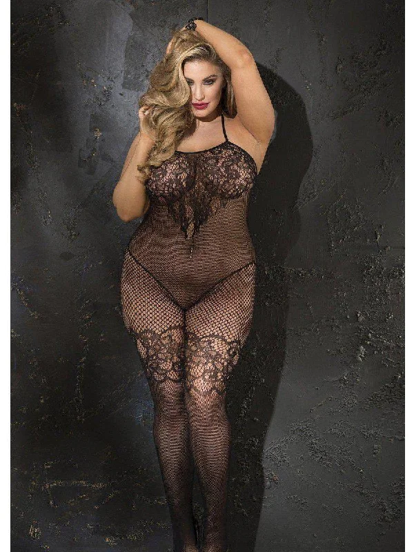 Vintage Inspired Lingerie for Women Shirley Of Hollywood SOH-X90388 STRETCH LACE AND FISHNET OPEN FRONT