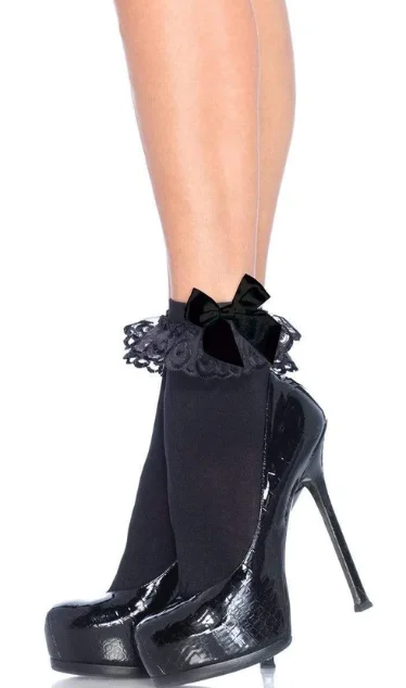 Lingerie Gift Sets for Women3029 LEG AVENUE RUFFLE BOW ANKLET BLACK
