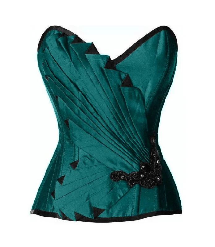 Hollywood - glamour bustiers for a red - carpet effectTierney Emerald Green Satin/Taffeta Embroidered Overbust Corset