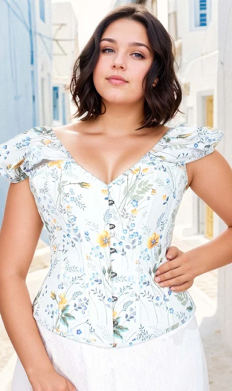 Removable - boning corsets for easy cleaningJailyn Floral Print Overbust Corset