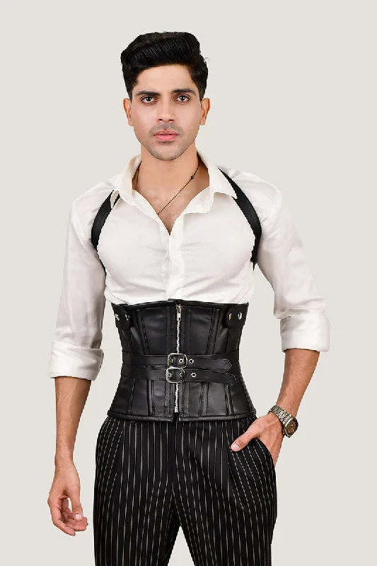 Black bustiers for a classic and versatile lookBlack Underbust Corset With  Shoulder Harness