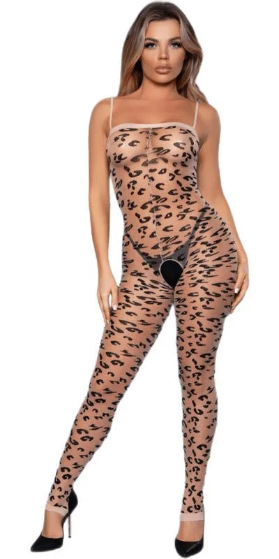Knee - high stockings with a decorative bowSexy Luscious Leopard Bodystocking