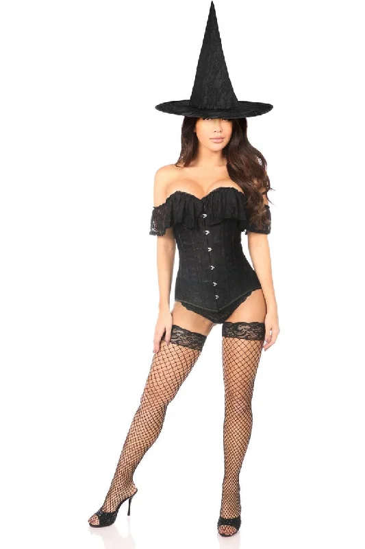Plus Size Women's Cosplay LingerieSexy Three Piece Premium Lace Witch Corset Costume