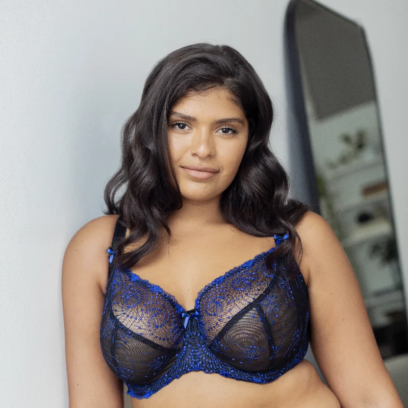 Women's Lingerie with Matching RobesFIT FULLY YOURS NICOLE: BLACK/COBALT