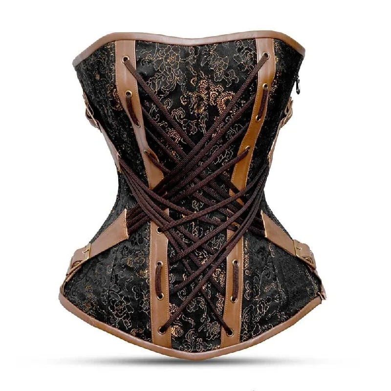 Steampunk - themed bustiers with brass accentsPlus size brown corset - Over Bust  Steampunk Corset