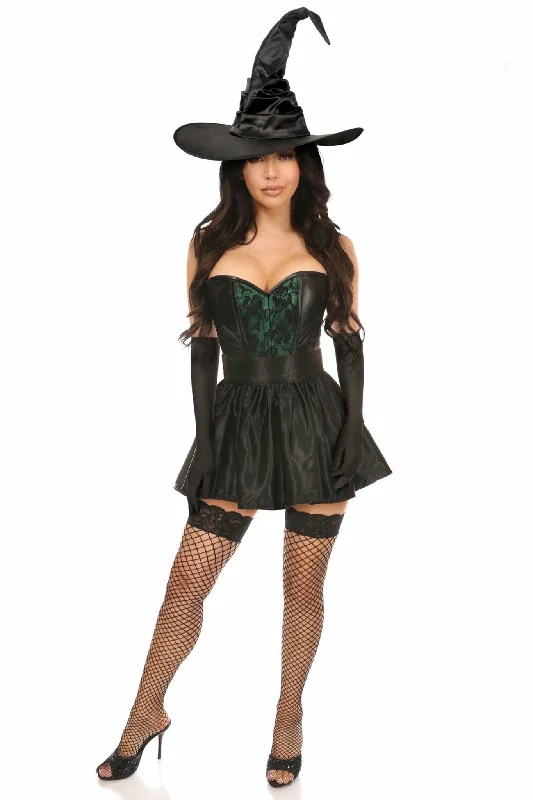 Women's Video Game Character Cosplay LingerieSexy Four Piece Green Lace Witch Corset Costume