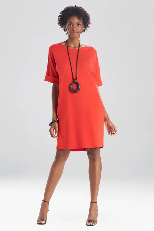 Women's sexy bodycon dresses with a thigh - high slitLight Weight Ponte T-Shirt Dress