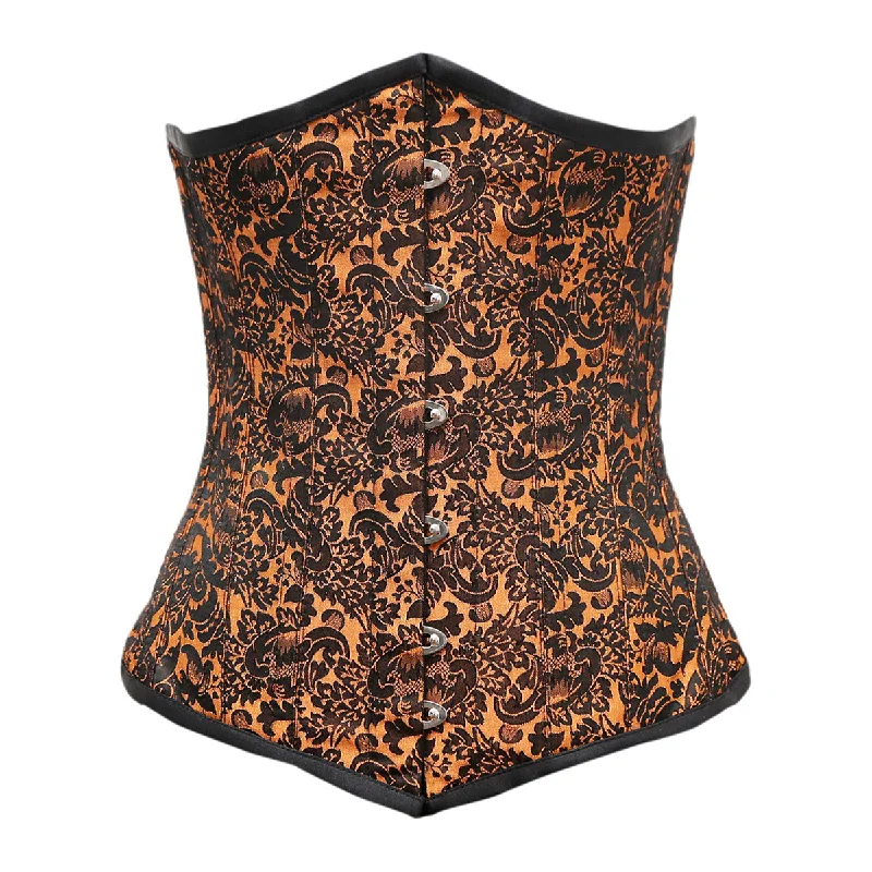 Pastel - colored corsets for a soft and feminine appealAngly Orange Black Brocade Underbust Corset