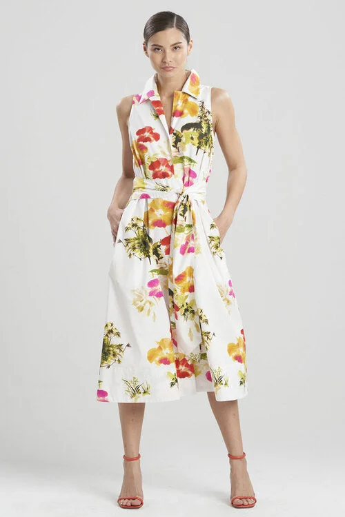 Embroidered sexy dresses for a decorative touchTakeda- Cotton Poplin Halter Shirtdress