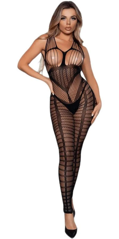 Thigh - high stockings with a lace garter beltSexy The Total Babe Bodystocking
