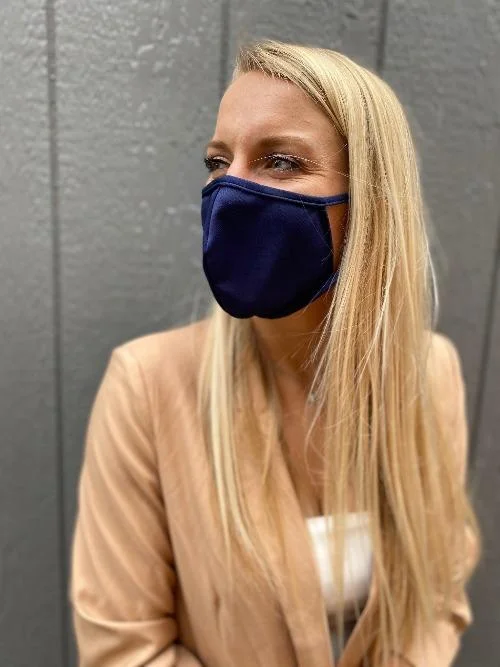 Compression bustiers for a slimming effectSALE! 50 washable SILVER infused fabric face masks, made in USA, Navy