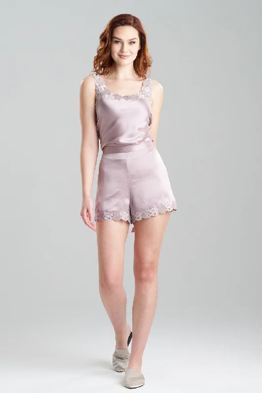 Women's Everyday Wear Lingerie Rose Parfait Lace Trim Silk Shorts