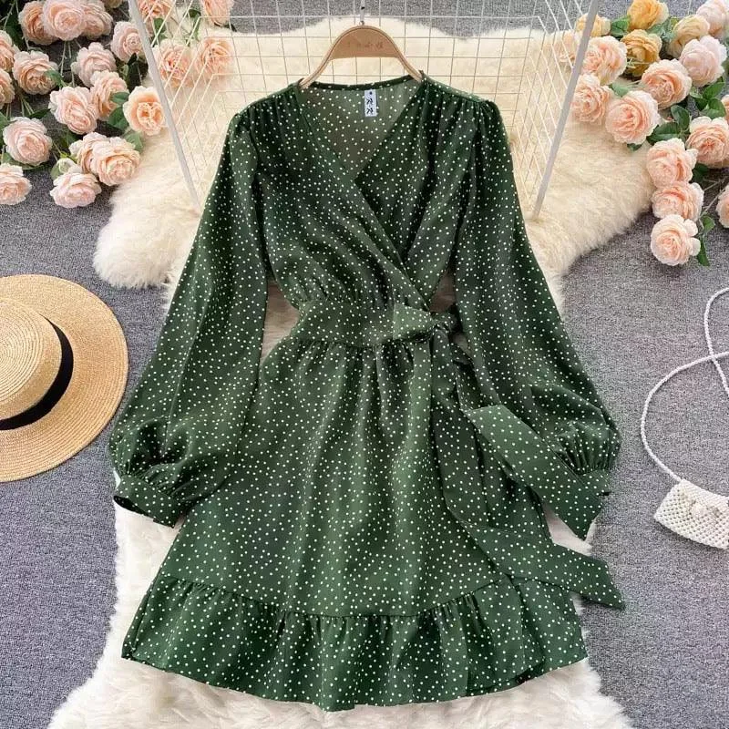 Sexy high - low dresses with a daring frontDelta Polka Dress