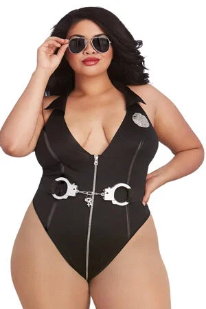 Cosplay Lingerie for WomenPlus Size Cop-Themed Teddy Bedroom Costume Play Set