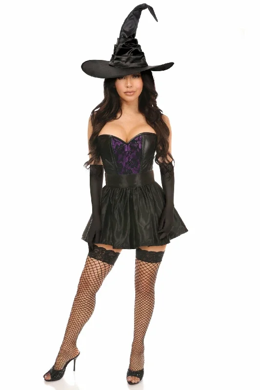Women's Steampunk Cosplay UndergarmentsSexy Four Piece Purple Lace Witch Corset Costume