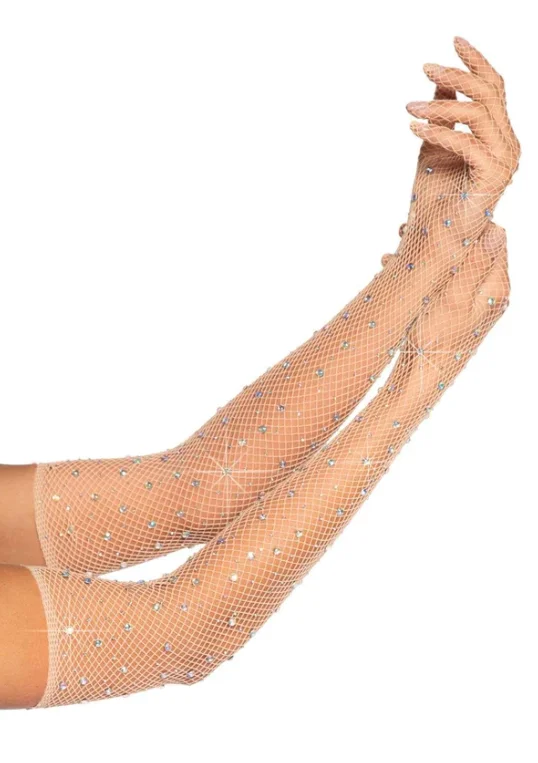 Women's Silk Lingerie Sets2038 RHINESTONE FISHNET GLOVE