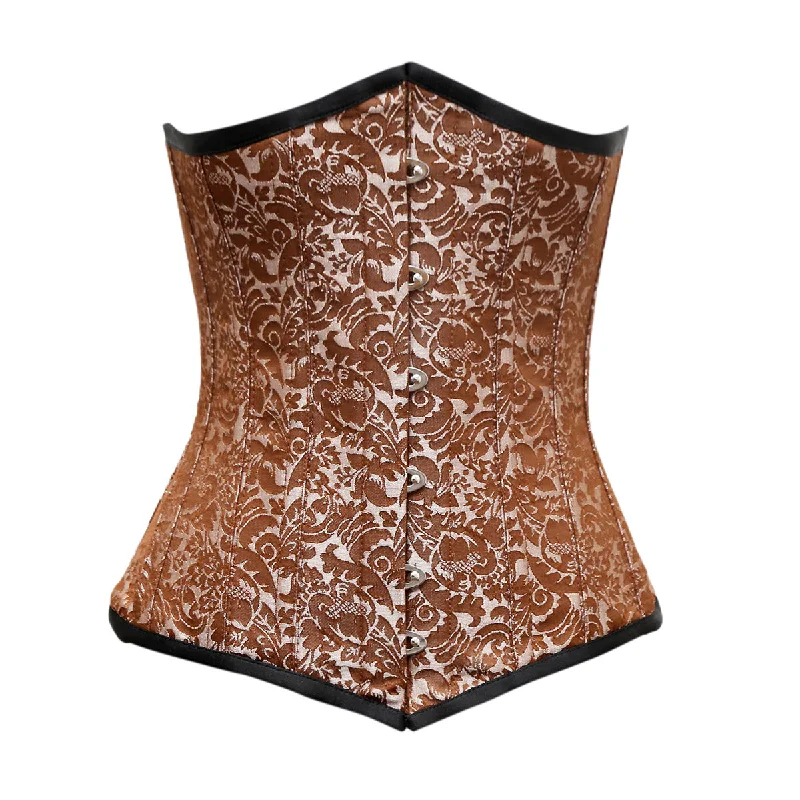 Floral - patterned corsets for a romantic and spring - like feelNumez Brown Silver Brocade Underbust Corset