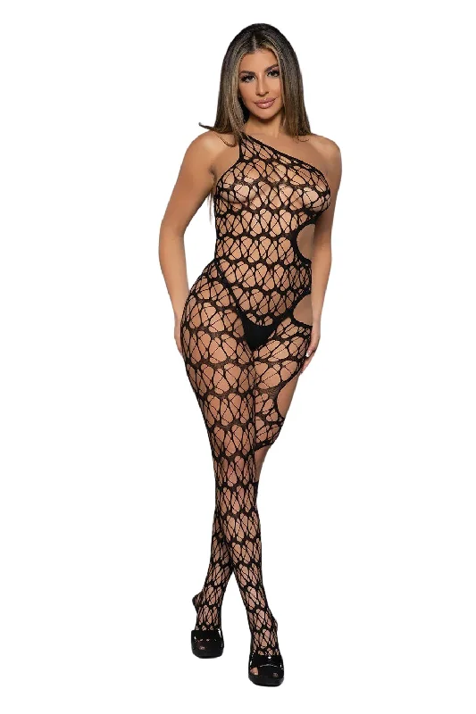 Argyle - printed stockings for a preppy styleWeb Fishnet One Shoulder Sleeveless  Bodystocking
