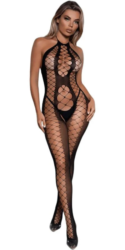 Ruffled - edge stockings for a playful lookSexy Darkest Desire Bodystocking