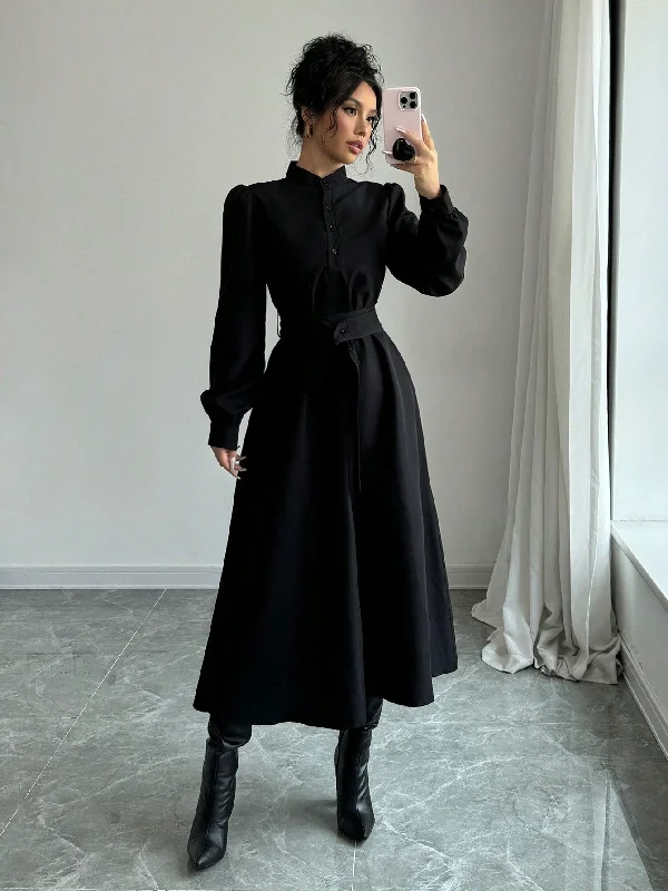 Ruched sexy dresses to accentuate curvesElenzya Women Elegant Casual Fashion Commuter Long Sleeve Stand Collar Half-Zip Cinched Waist Waist Solid Color Maxi Dress Ruched sexy dresses to accentuate curvesElenzya Women Elegant Casual Fashion Commuter Long Sleeve Stand Collar Half-Zip Cinched Waist Waist Solid Color Maxi Dress