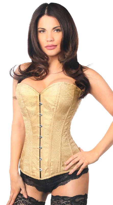 Women's Satin Sleepwear Lingerie Plus Size Lavish Gold Brocade Corset