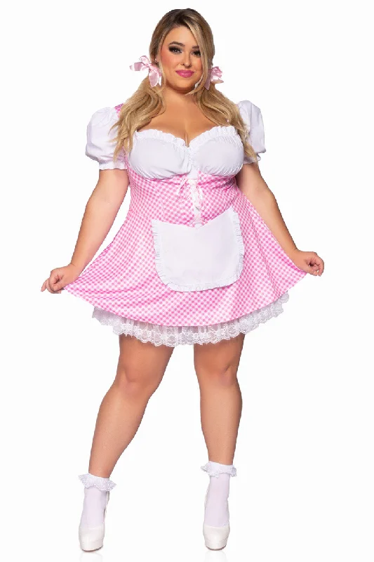 Women's Cosplay Lingerie with AccessoriesPlus Size Pink Gingham Costume