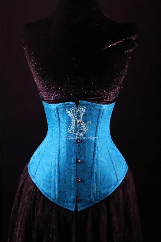 Lace - covered corsets for a feminine touchSilk Underbust Cincher; Turquoise