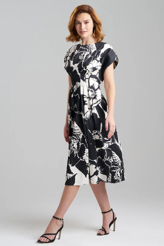 Leather - look sexy dresses for an edgy styleCote D'Azur Cotton Chino Fit & Flare Pleated Dress