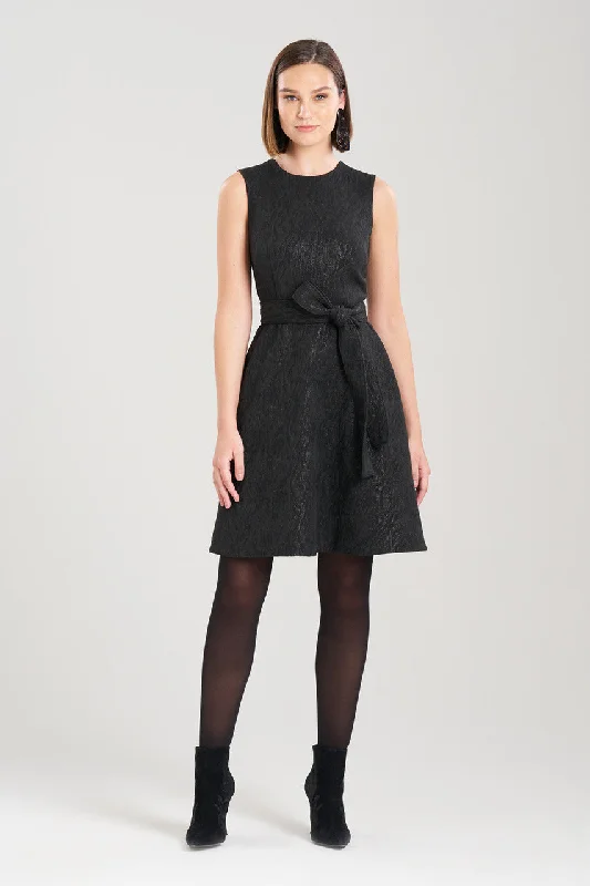Ruffled sexy dresses for a playful lookMetallic Jacquard Fit & Flare Dress