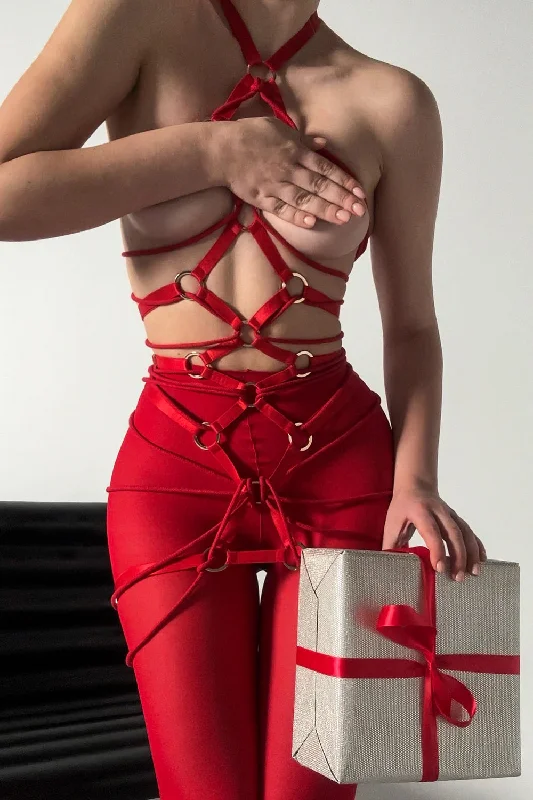 Beaded sexy dresses for added sparkleSumatra red harness dress