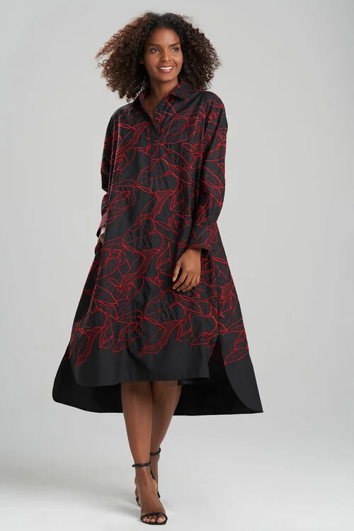 Fringe - trimmed sexy dresses for a 1920s - inspired lookHana Cotton Poplin Embroidered Dress