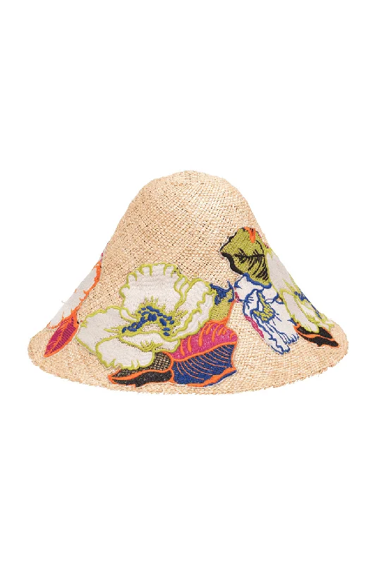 Women's Corset Style Lingerie Cote D'Azur Embroidered Raffia Hat