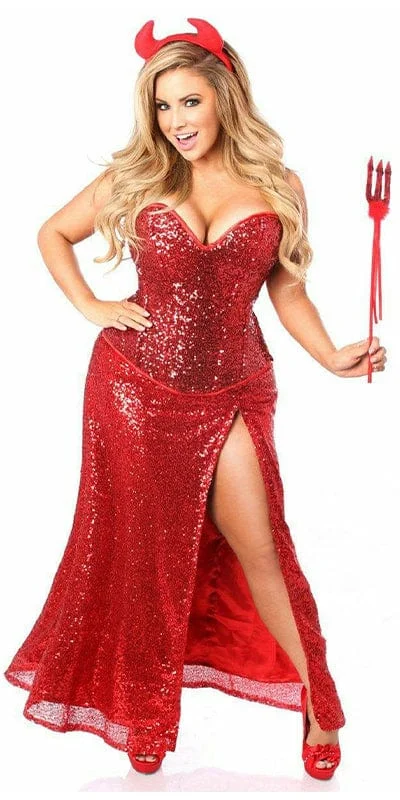 Gothic Cosplay Lingerie Set for WomenSexy Deluxe Sequin Devil Halloween Costume