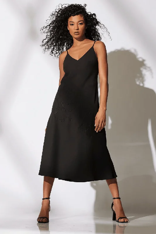 Velvet sexy dresses for a plush and warm lookSolid Crepe Embroidered Slip Dress