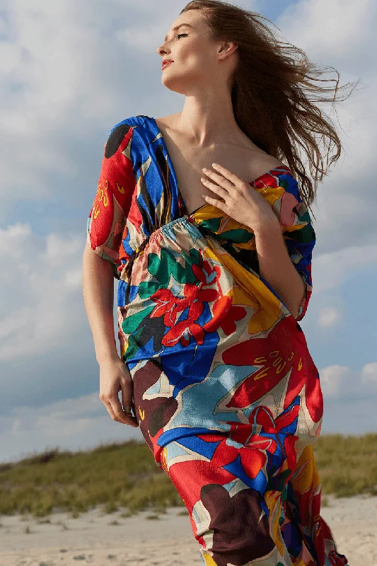 Denim - inspired sexy dresses for a casual - yet - sexy vibeAntibes Printed Obi Silk Dress