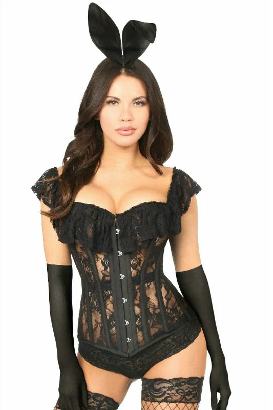 Women's Anime Cosplay LingerieTop Drawer 4 PC Sheer Lace Bunny Corset Costume