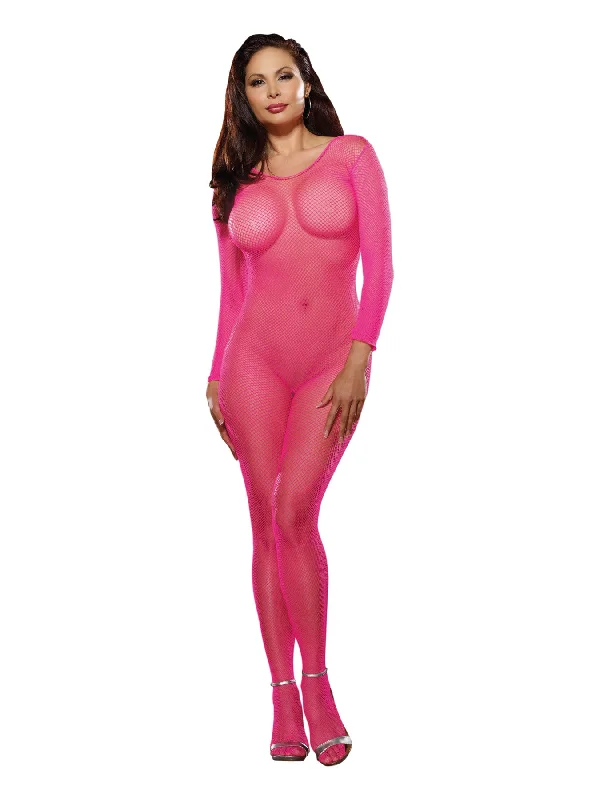 Satin - lined stockings for extra comfortBodystocking - Neon Pink - Queen Size