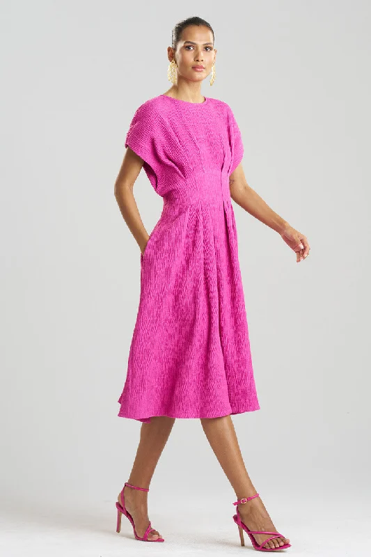 Tiered sexy dresses for a flouncy and feminine appearanceTextured Cotton Jacquard Pleated Dress