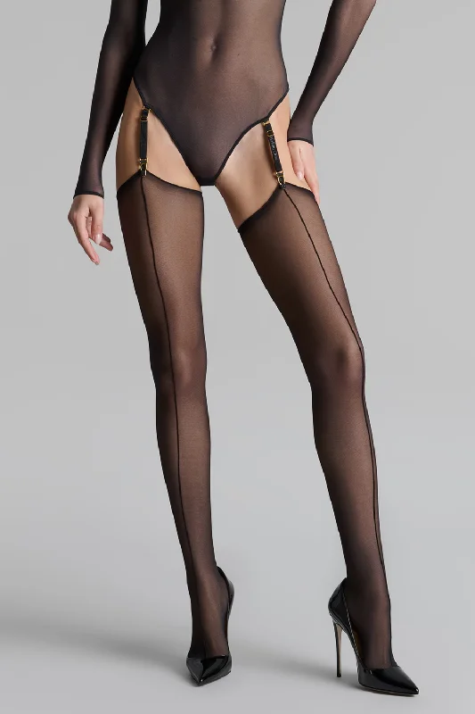 Winter - wear stockings for cold weatherDouble Seam Cut & Curled Stockings Black